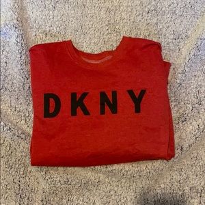 Fleece lined long sleeve sweatshirt.